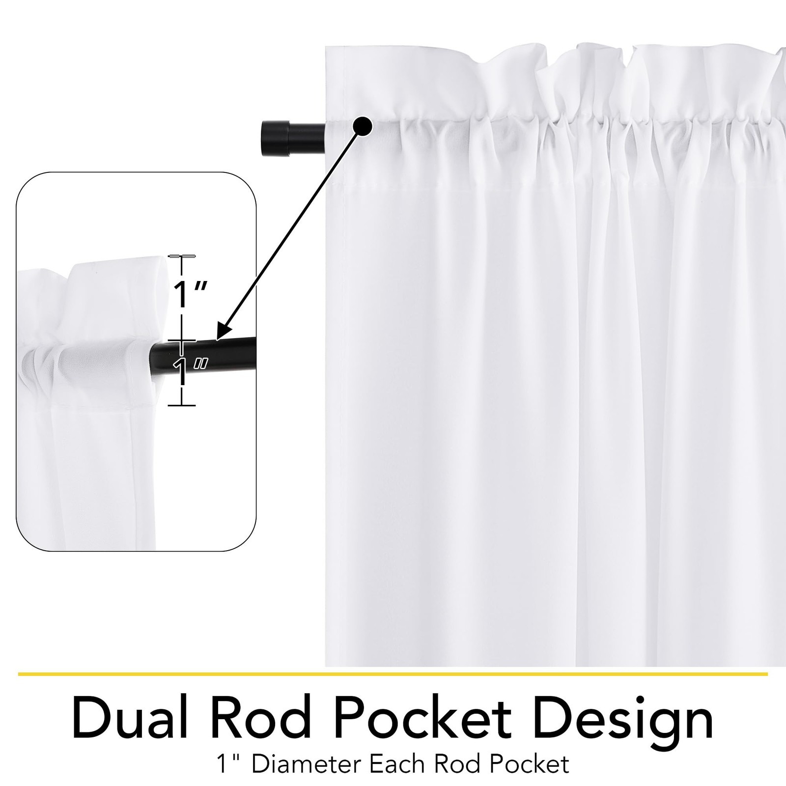Non-See-Through Sheer Door Curtains for Front 26″W x 40″L (Pack of 1) White