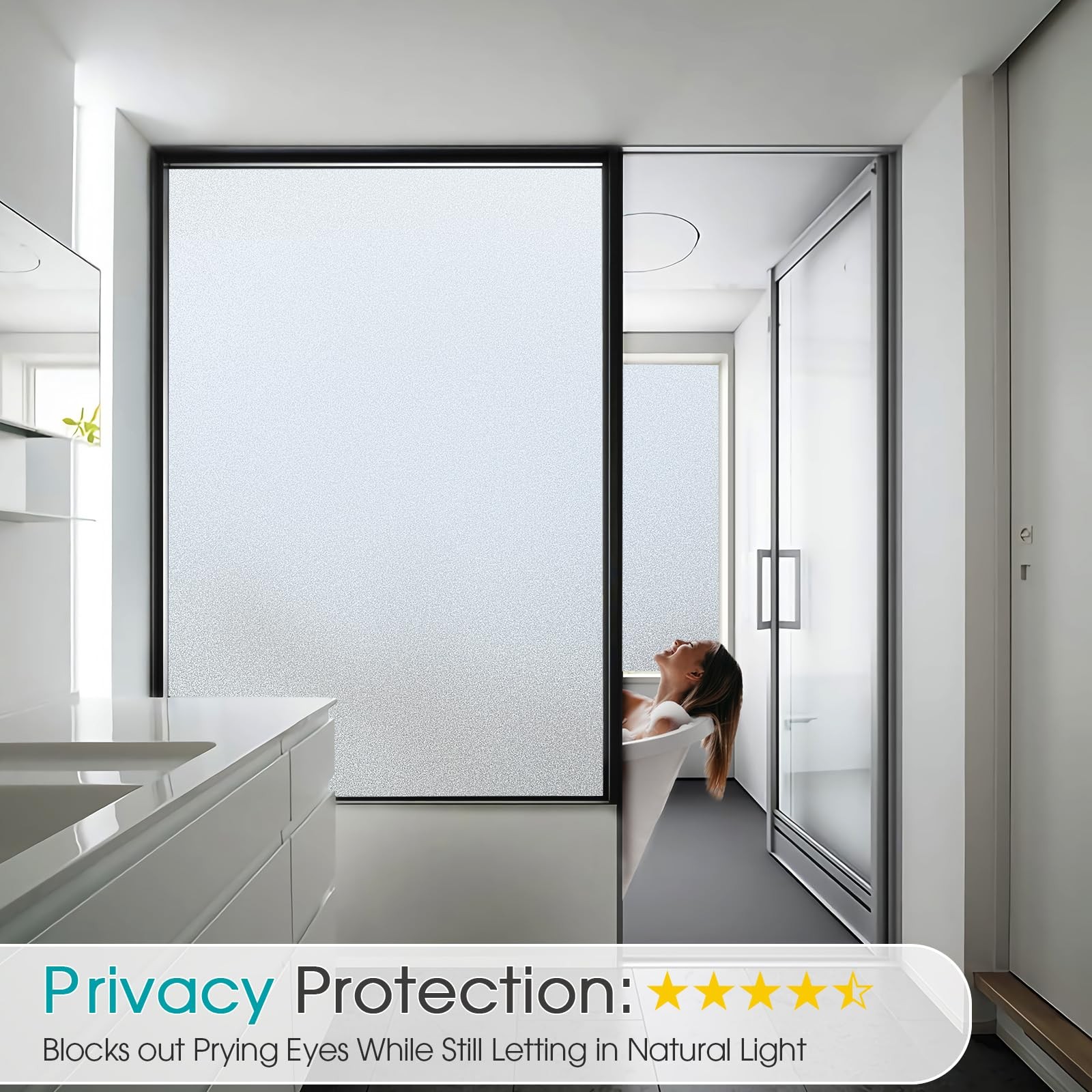 Coavas Frosted Glass Window Privacy Film Day and 17.5 X 78.7 Inch, Pure