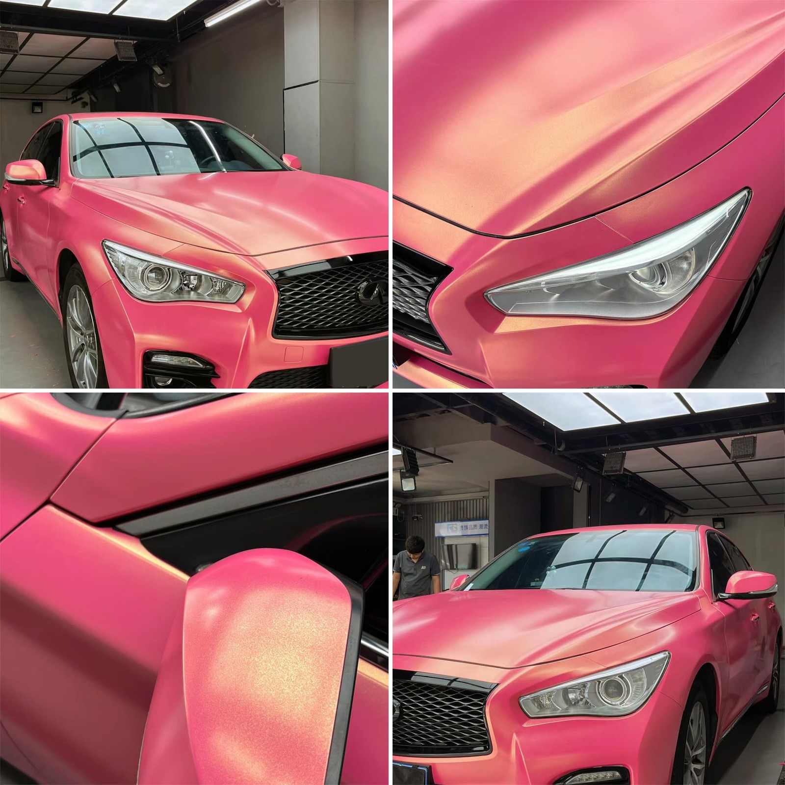 Aumohall Bright Pink To Charming Diamond Gold Metallic Chameleon Vinyl Wrap