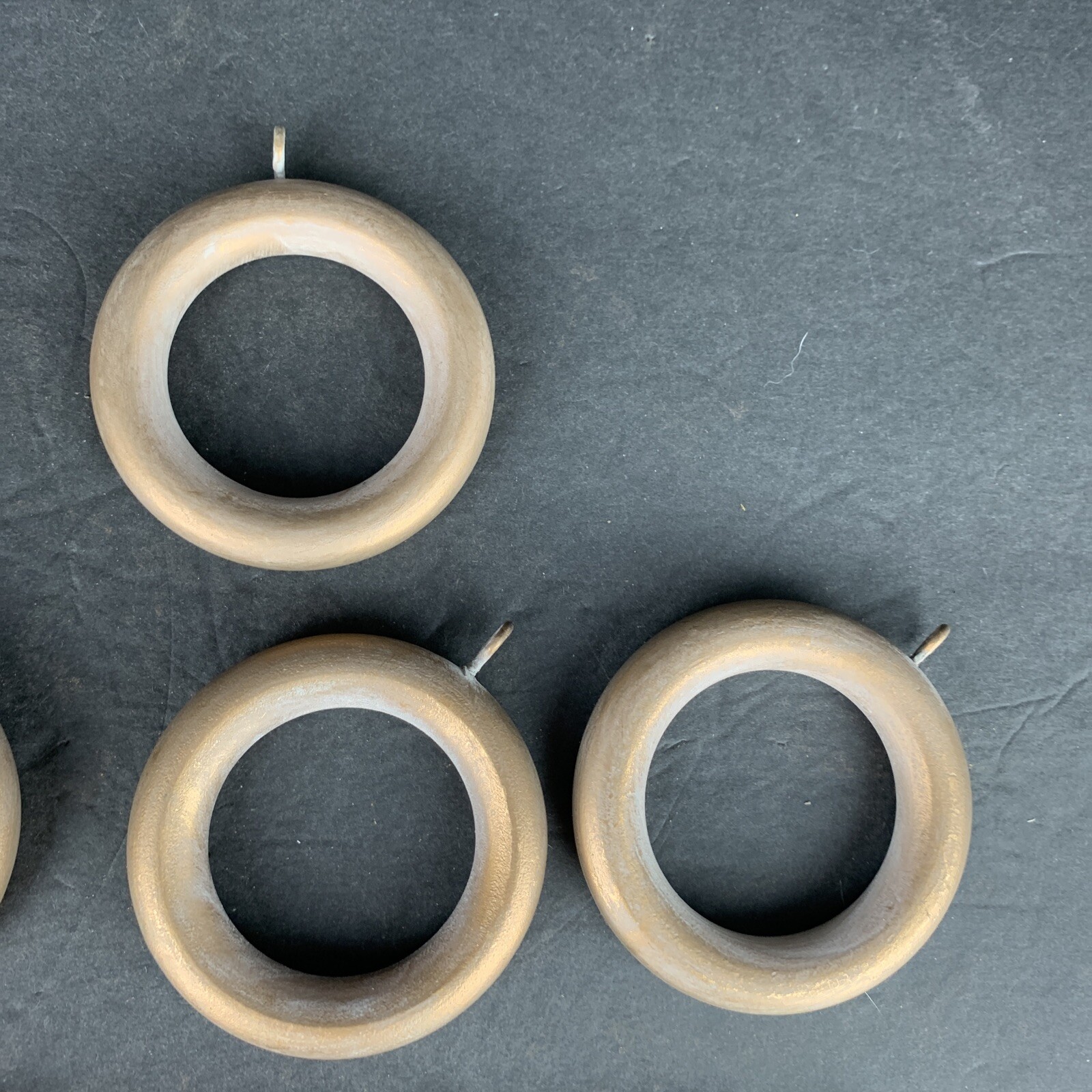 Lot of 10 Curtain Drapery Wood Rings Gold Finish Gray Wash for 1 3/»8 rod Eyelet