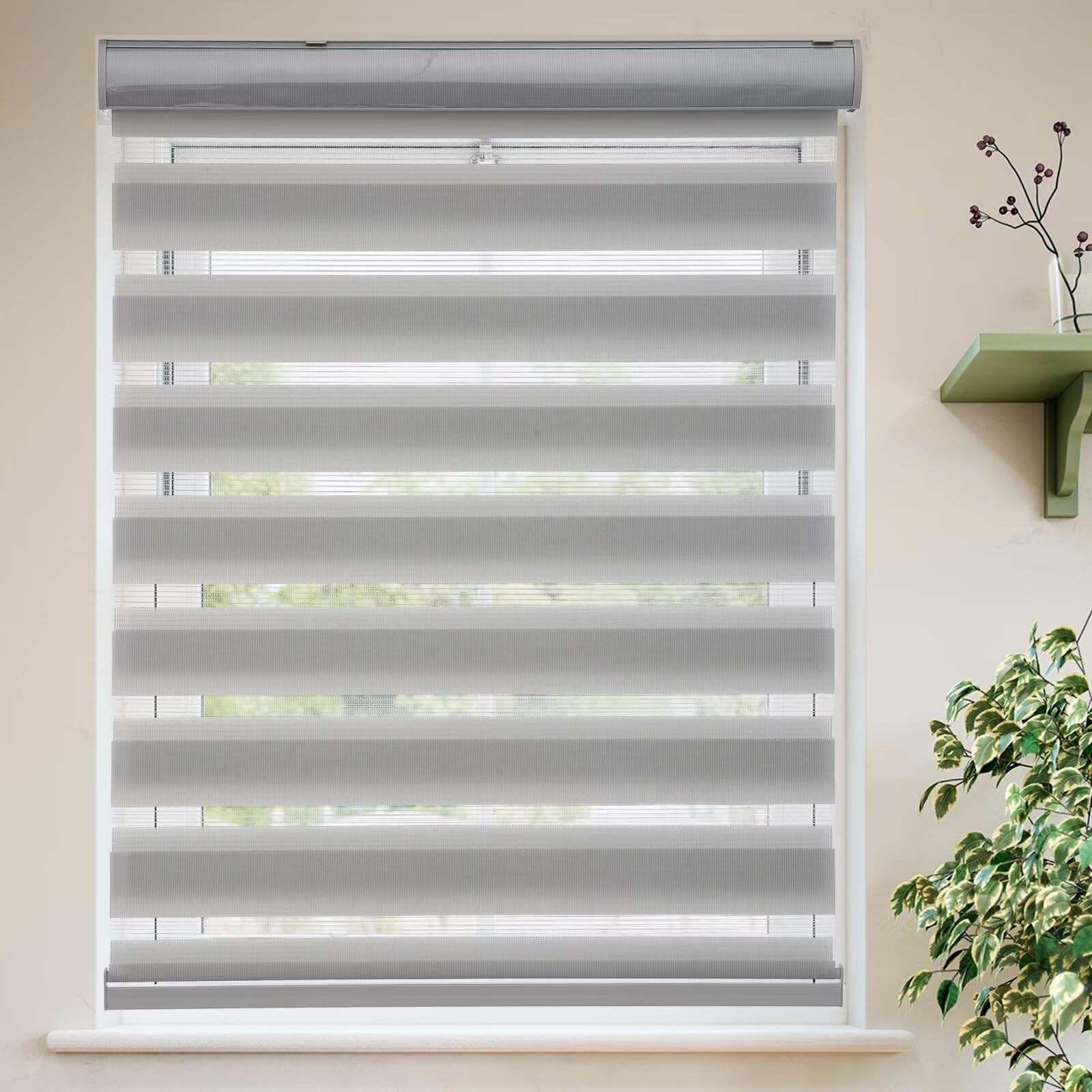 MYshade Roller Shades Zebra Blinds for Indoor Windows Cordless Day and Night Lig