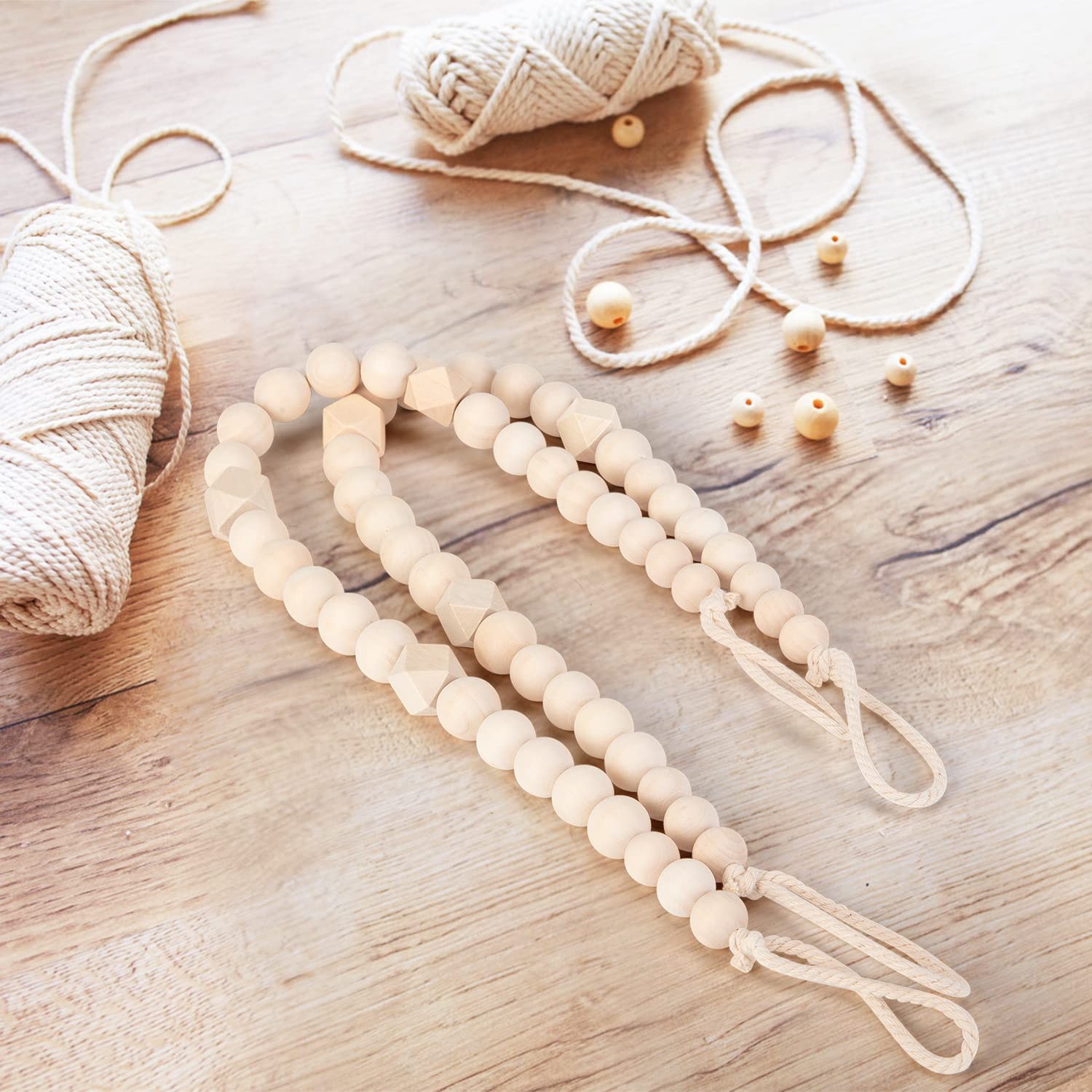 2 Pcs Wooden Beads Curtain Holdbacks Drapes Tie Backs for Home Office Decoration
