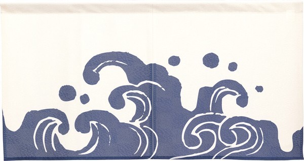 Noren Japanese door curtain 33.46×17.6 in polyester Wave Blue pattern Japan
