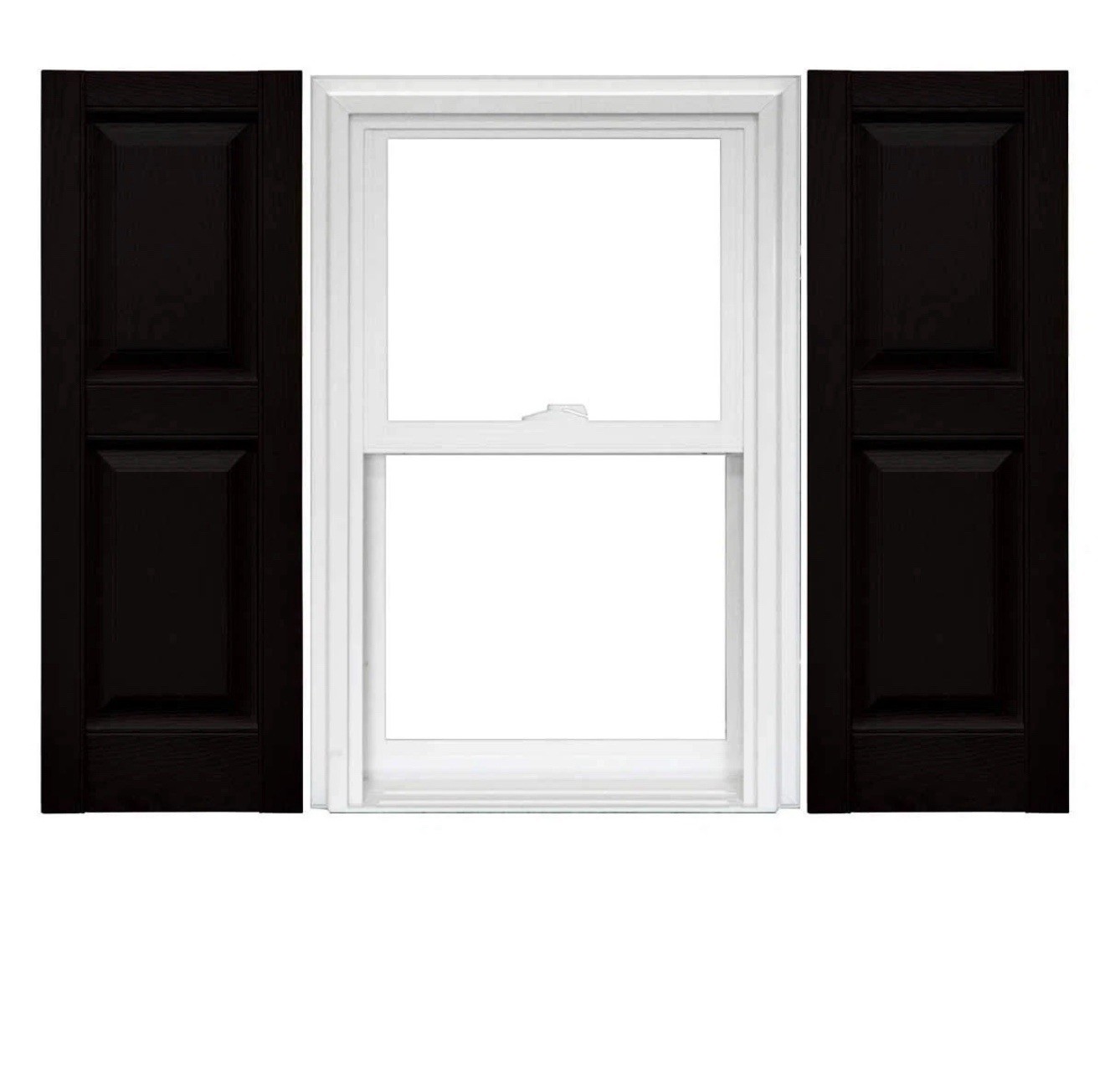 1 Pair of Mid America Raised Panel Premium Vinyl Shutters 14.75in x 47 Black