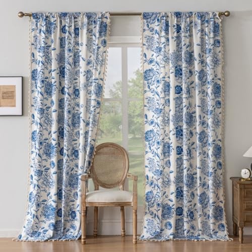 Curtains for Bohemian 90 Inch Length French 55″W x 90″L (Pack of 2) Blue