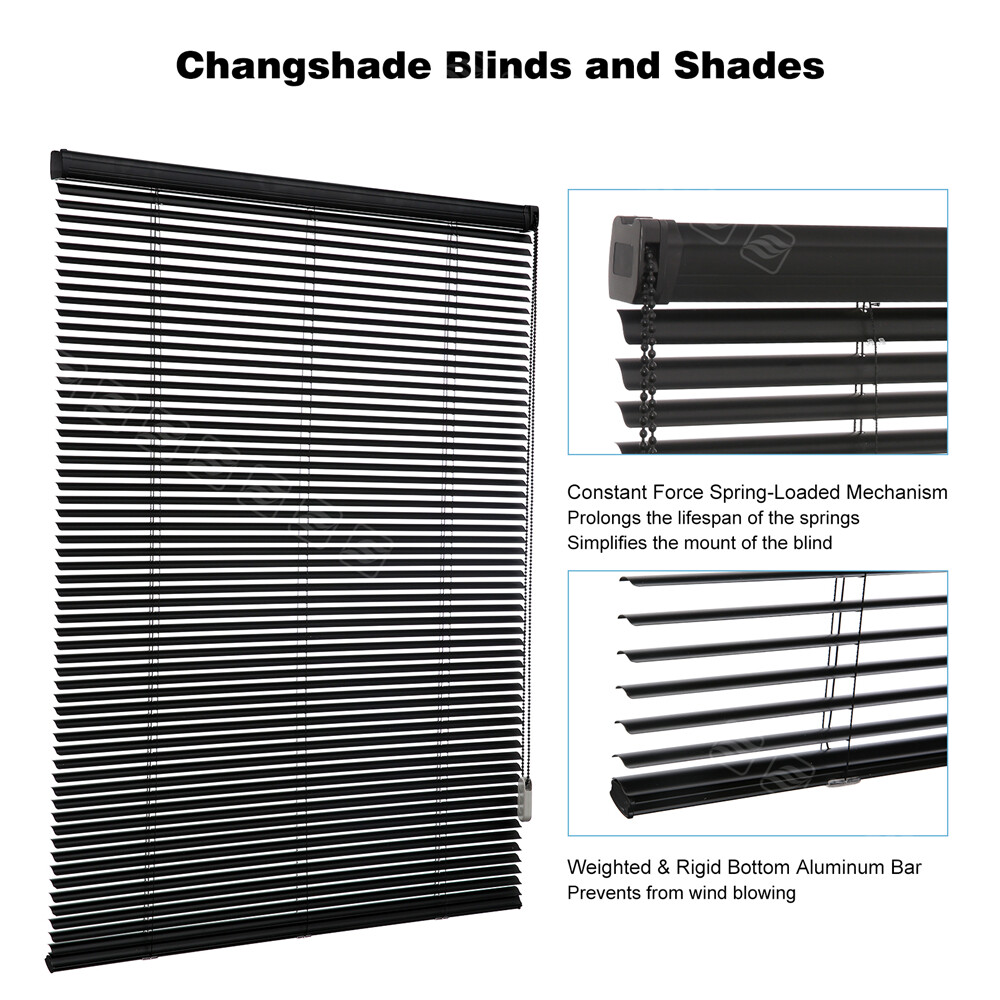 Changshade CUSTOM CUT Corded Mini Blind Window Blinds 1” Vinyl Horizontal Blinds
