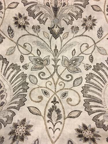 2 – Raymond Waites Curtain Window Panel Damask Grey Taupe Ivory Drapes 42 x 84”