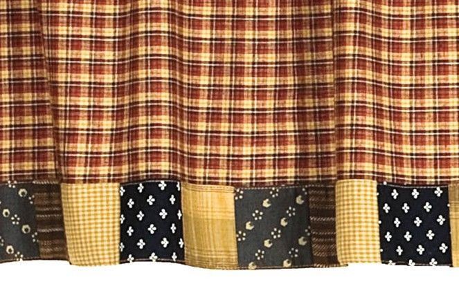 Rustic Country Red Plaid Window Valance Patchwork Border Patriotic Patch