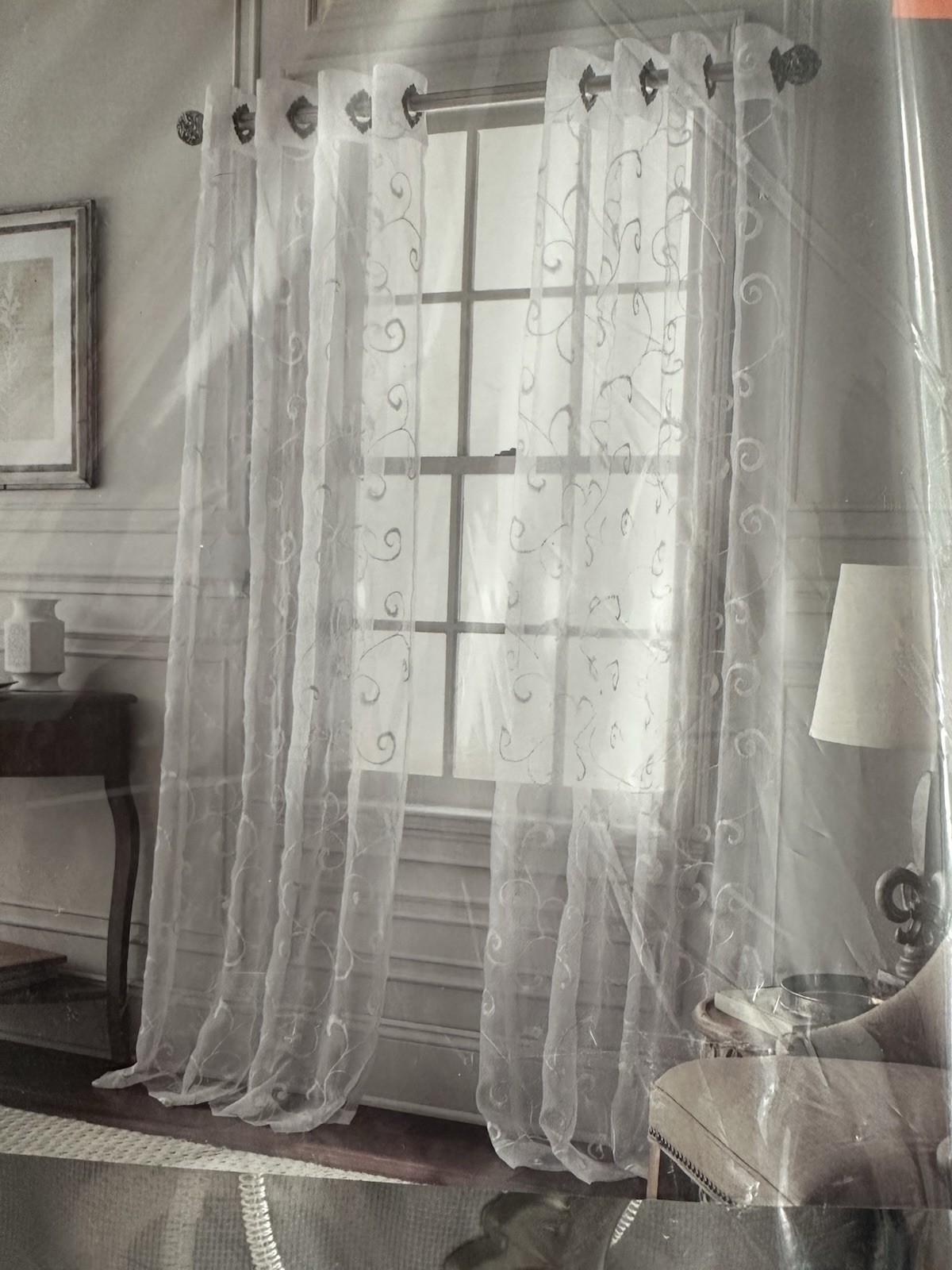 JCPenney Home Plaza Embroidery Sheer Grommet Panel Curtain 50 x 84 in