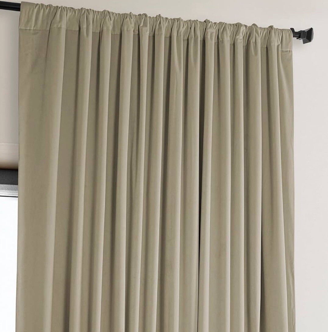 Plush Light Beige Tan Velvet Curtain Panel 100 X 108 Pole Pocket Hang 3 Ways