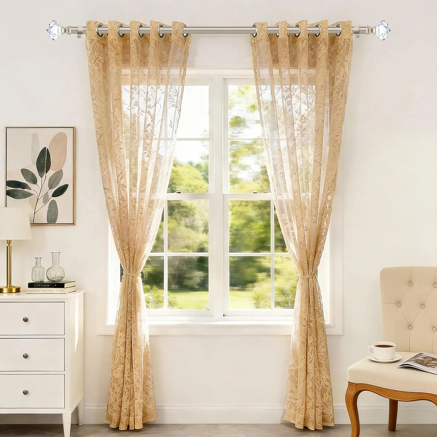 TONIAL Curtain Rods for Windows 20 to 53 Inch(1.6 to 4.4 ft), Telescoping Splici