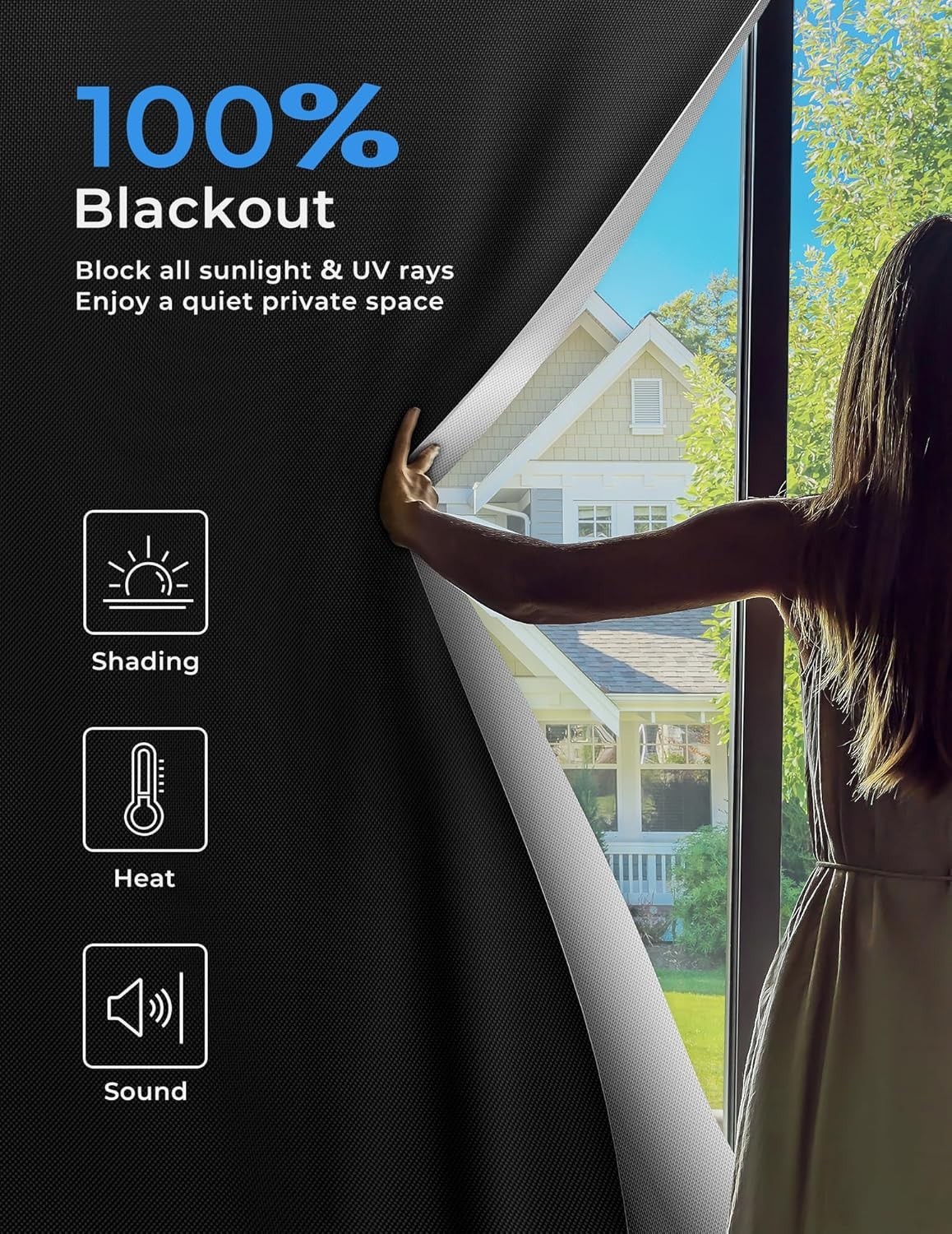 Portable 42×60 Blackout Curtains – 100% Darkness with No Drill Installation
