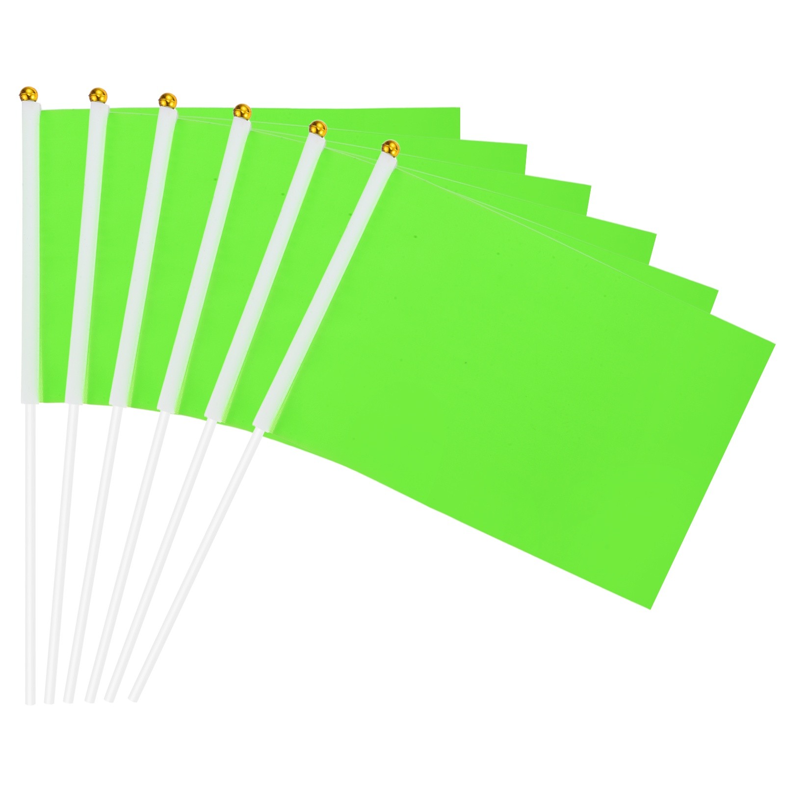 12Pcs 8.3 x 5.5 Inch Grass Green Blank Stick Flag for DIY Graffiti Birthday