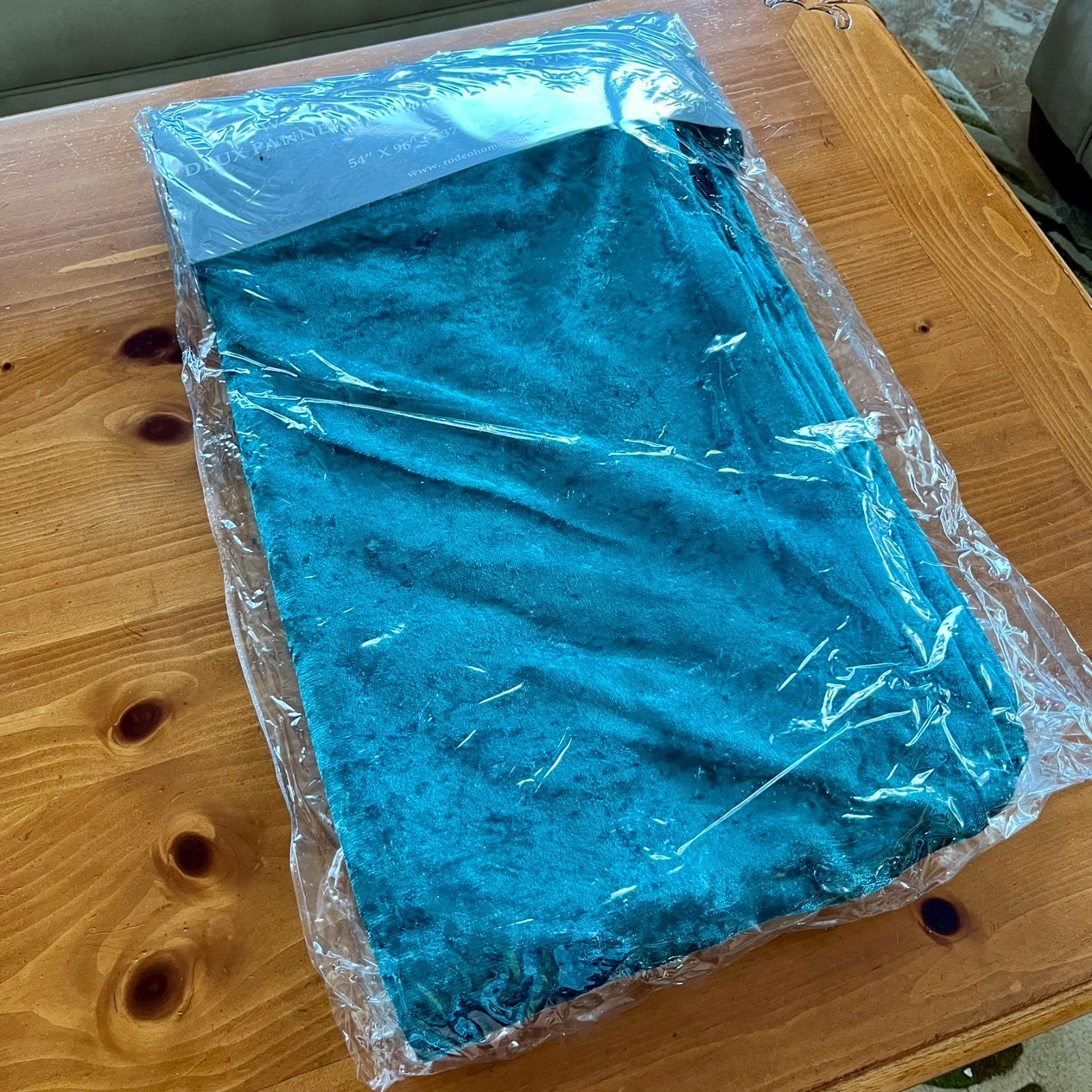 Rodeo Home 54” x 96” Peacock / Turquoise Crushed Velvet Curtain Panels