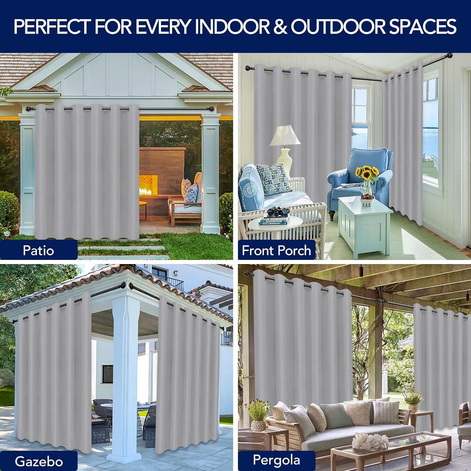 Extra Wide 100 inch Outdoor Curtains for Patio Balcony Curtain Panel Waterproof