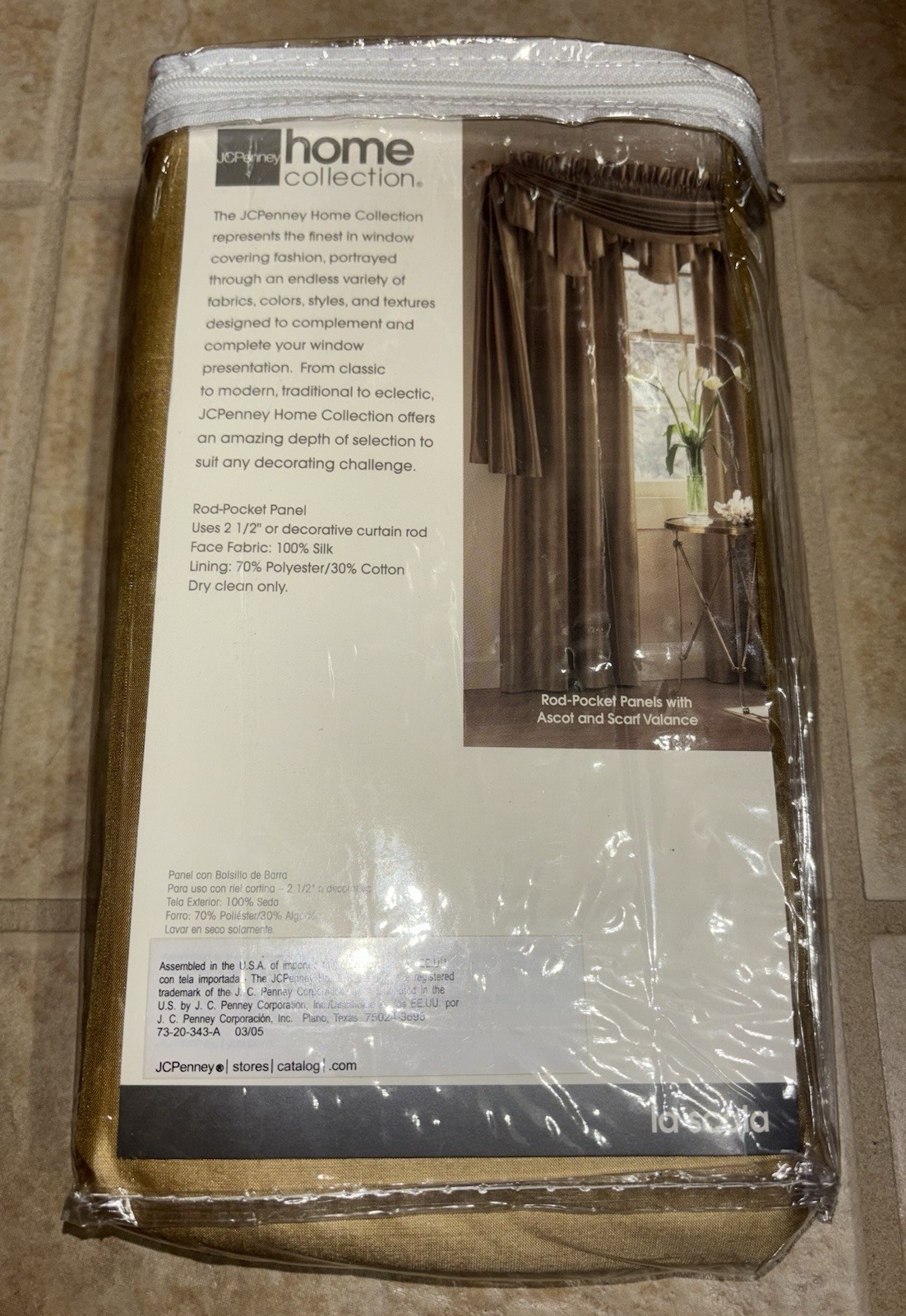 JCPenny Home Collection 40W x 84L Gold Lined Silk Drapes Set of 2
