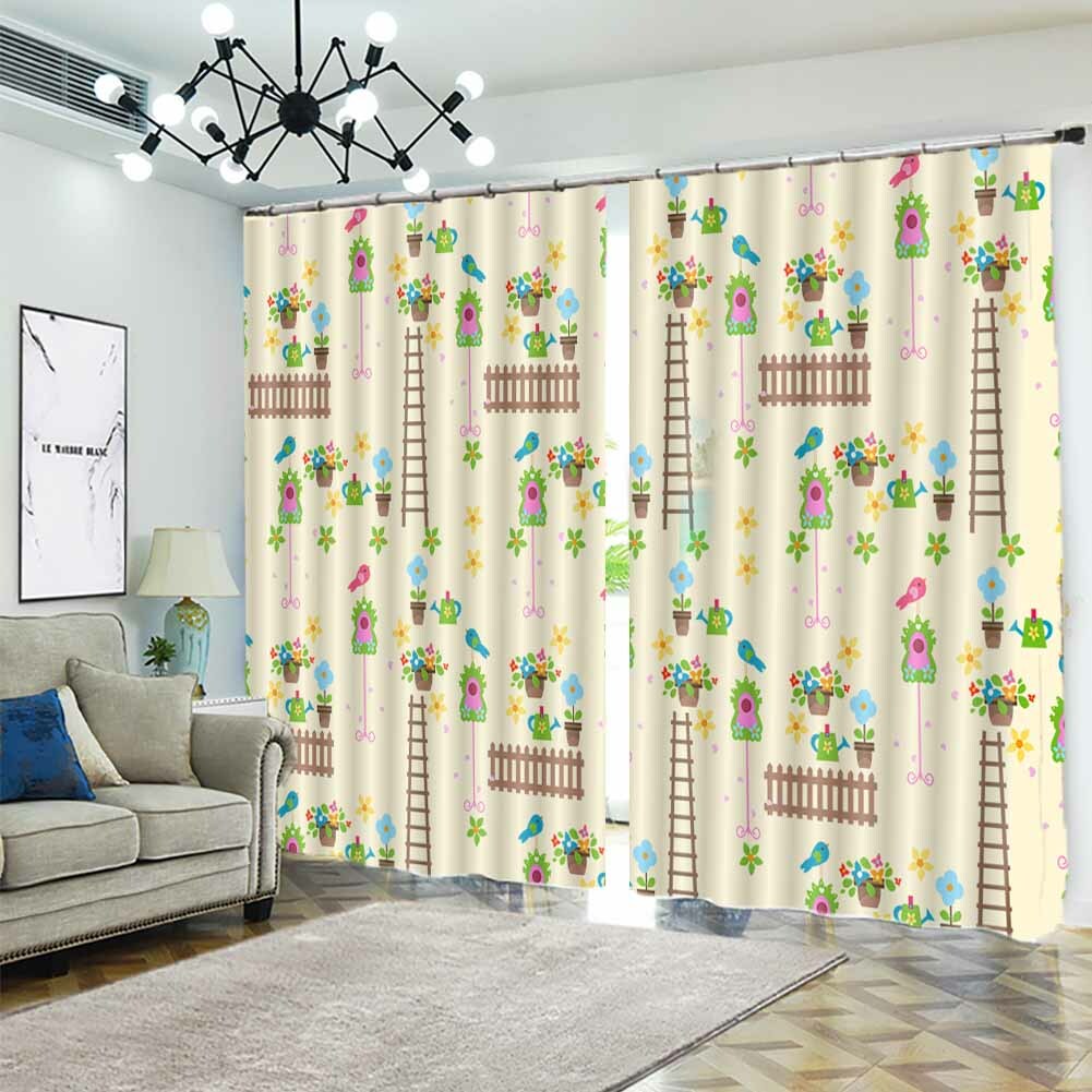 Staircase Small Flowers 3D Curtain Blockout Photo Printing Curtains Drape Fabric