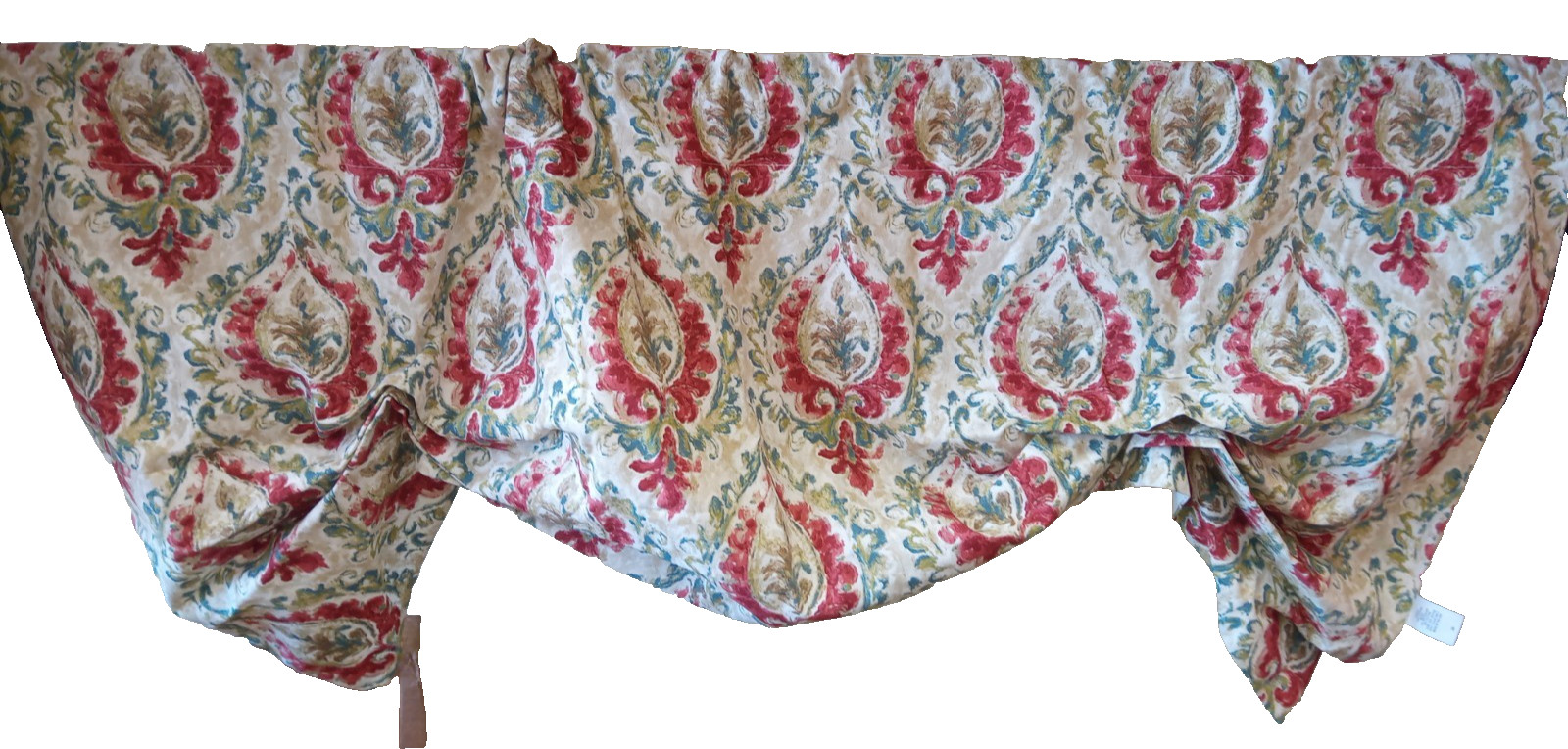 Faux Dual Tie-Up Valance Medallion Print Lined 50″ x 21″ Rod Pocket