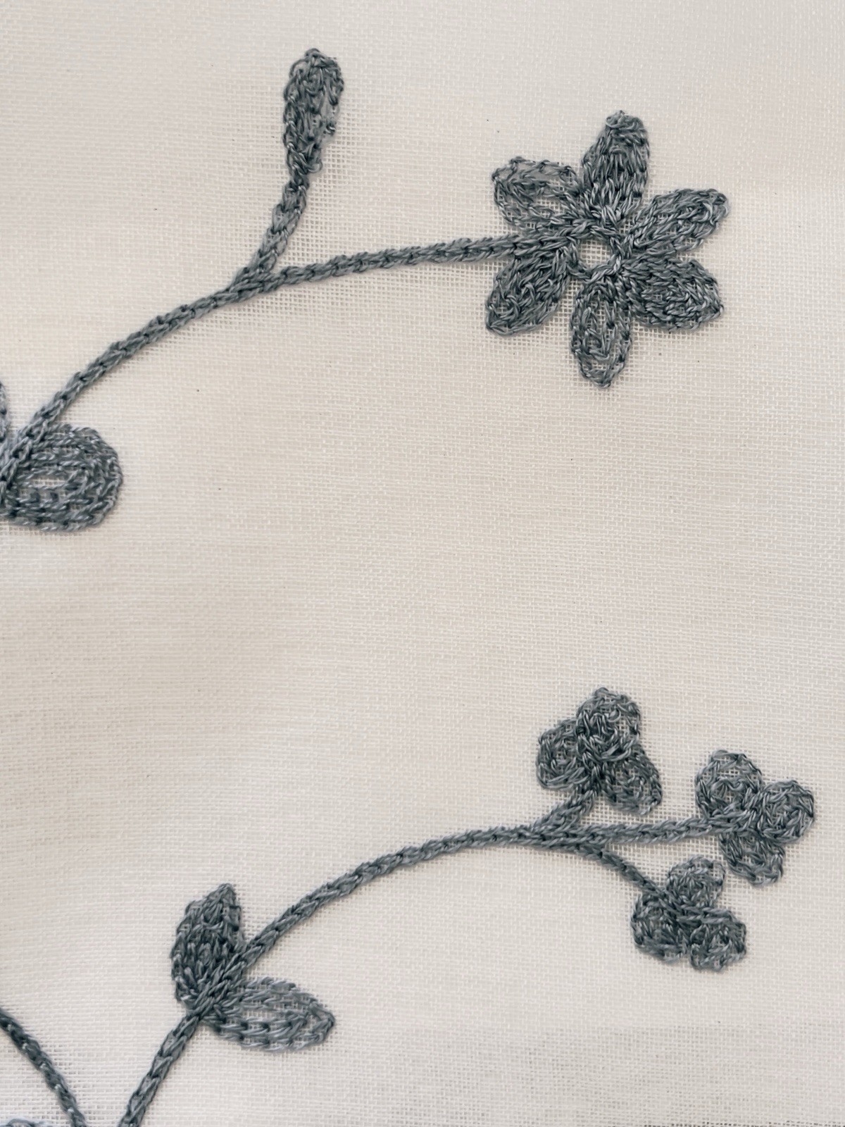 1of4 LAURA ASHLEY BLUE EMBROIDERED FLORAL WHITE SEMI SHEER CURTAIN PANEL 36×84