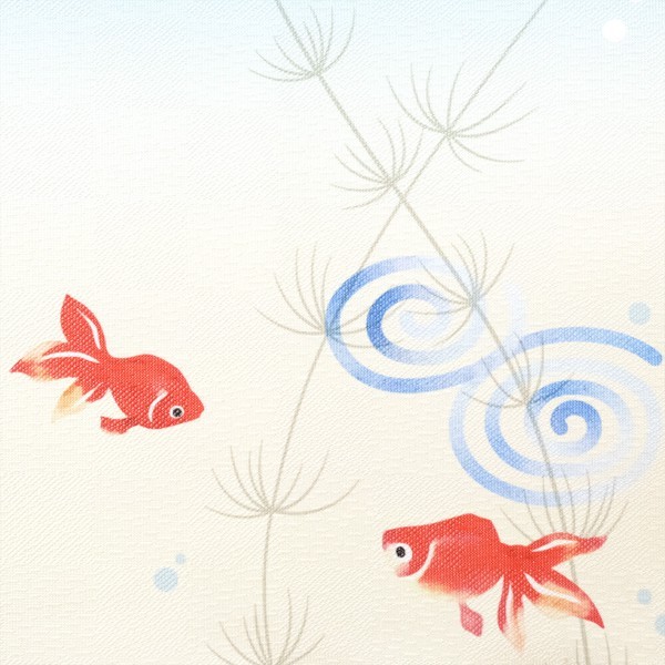 Noren Japanese door curtain 33.46×17.6 polyester Goldfish and aquatic plants