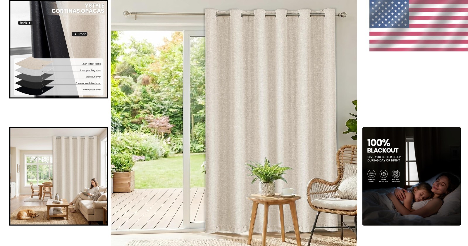 Room-Darkening Faux Linen Curtains, 108″ Long – Perfect for Bedrooms & Offices