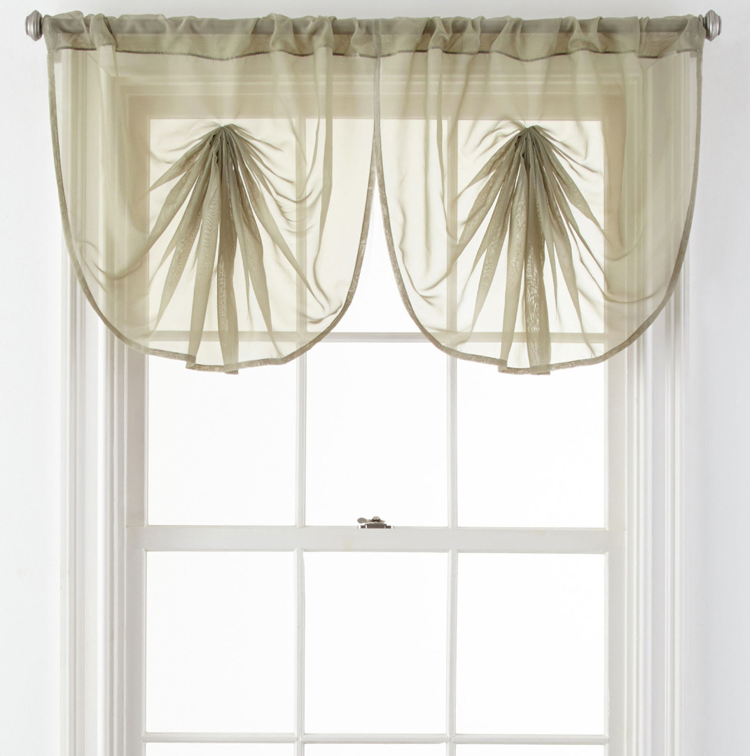 Liz Claiborne Lisette Sheer Fan Valance New 34 X 25 Evening Sage