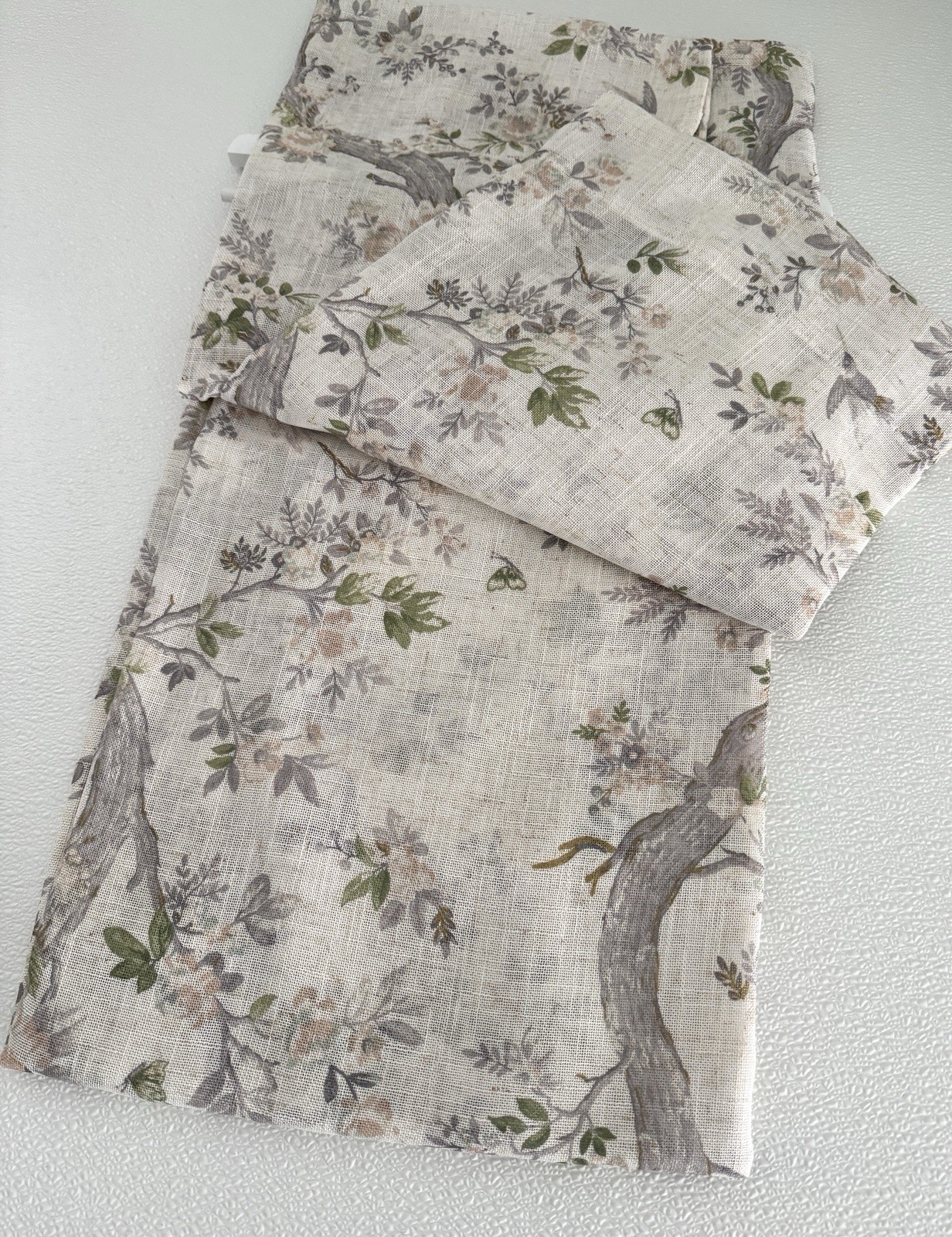 Laura Ashley Window Curtains 2 Panels 38 x 84″ Linen Khaki Gray Cream Pole Top