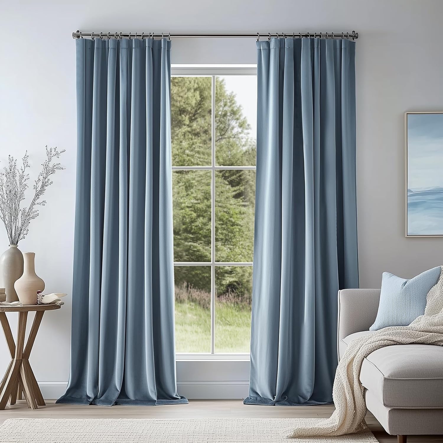 Topfinel 90 Inches Blue Velvet Curtains for Bedroom Velvet Aesthetic 2 Panels