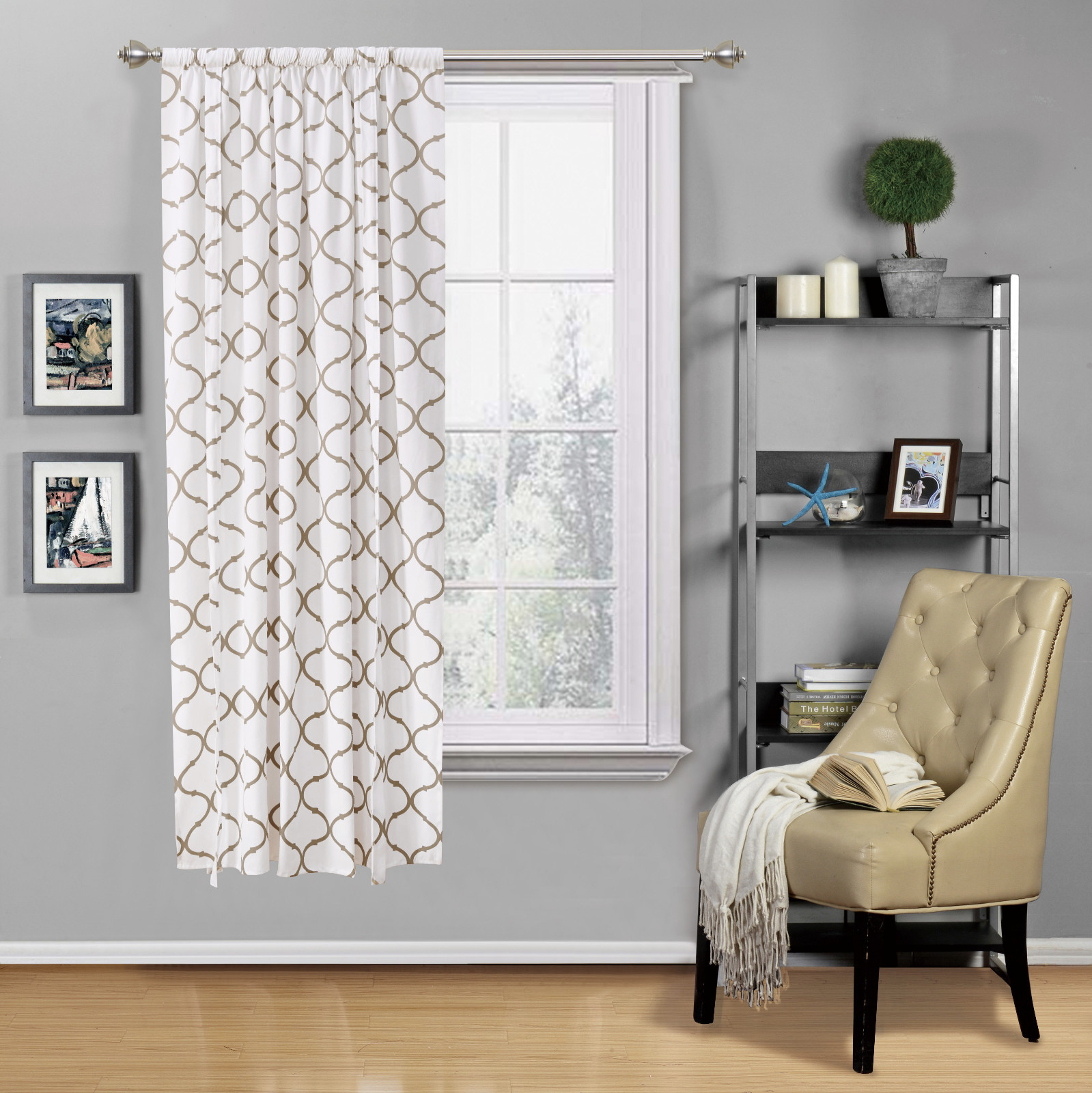 Regal Home Collections Trellis Quatrefoil Tie Up Curtain Shade – Assorted Colors