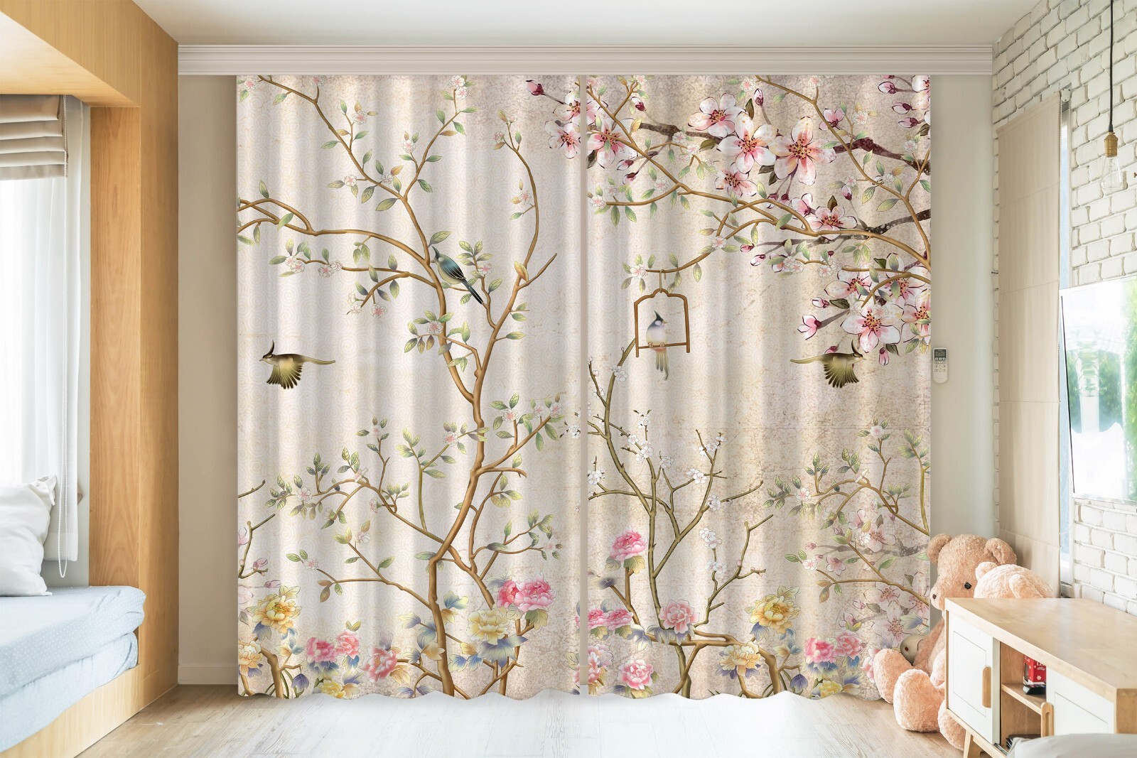 3D Peach Blossom Branch A6207 Photo Curtain Window Blockout Fabric Amy 2024