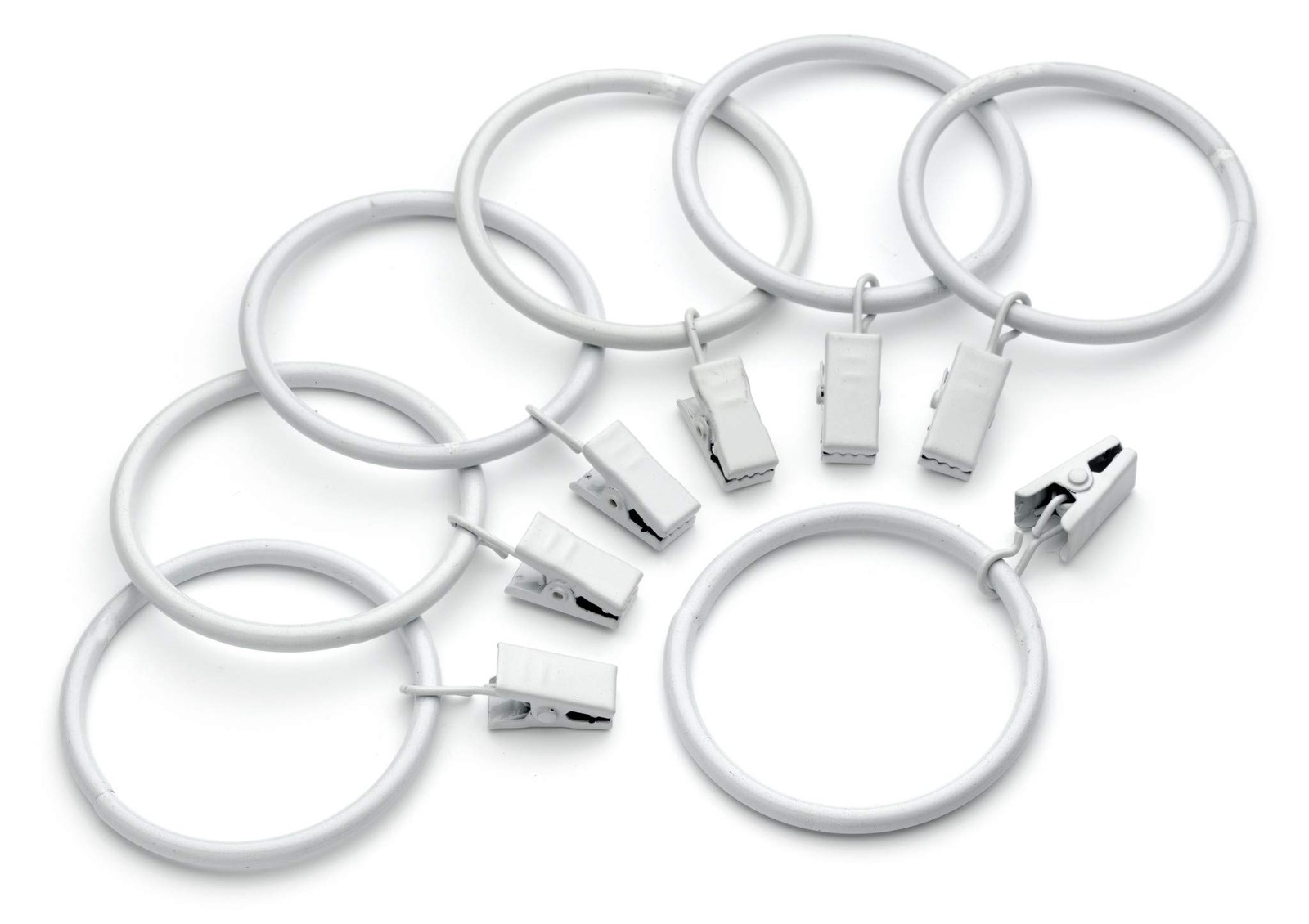 Metal Curtain Clip Rings 2 Inch Interior Diameter Set of 14 2 inches, White
