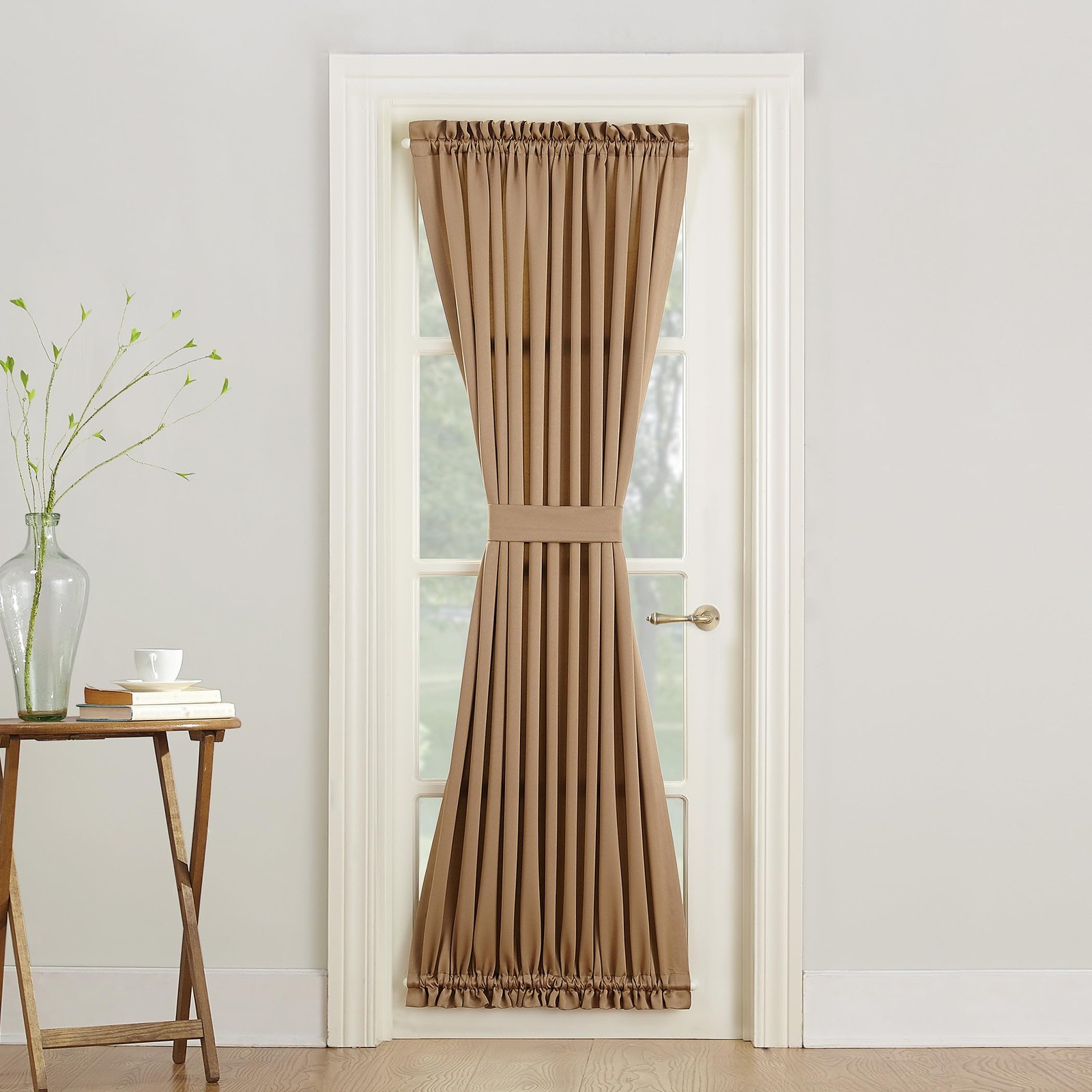 Sun Zero Barrow Energy Efficient Rod Pocket Door Curtain Panel, 54 x 72, Taupe