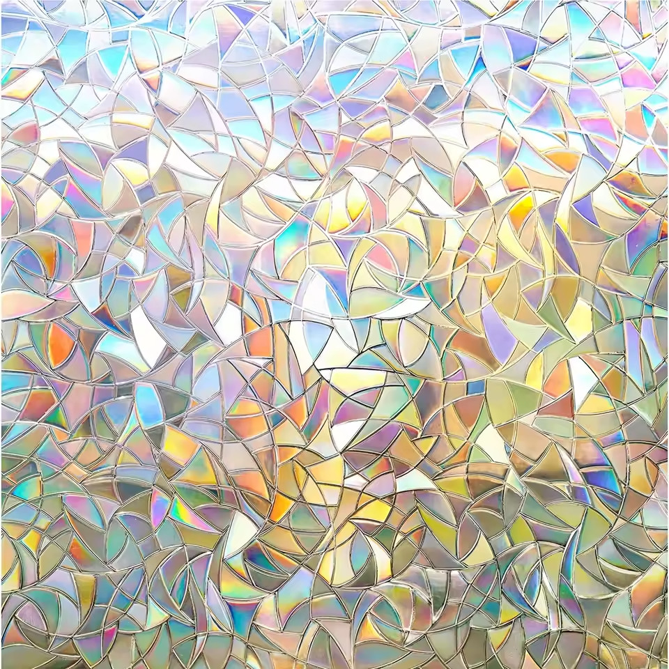 Decorative Frosted Privacy Window Film with Static Cling Stained Glass Effect