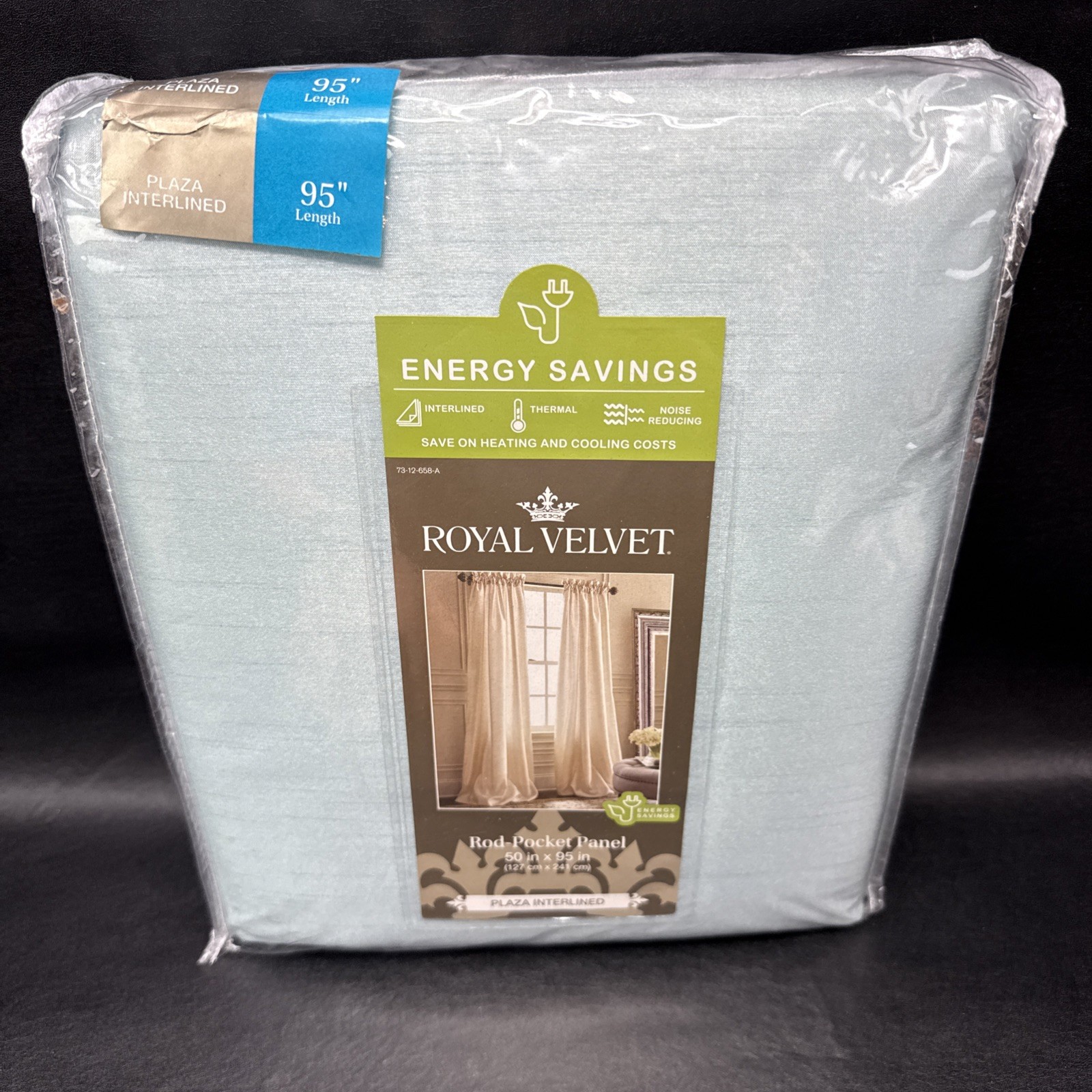NEW Royal Velvet Seamist Thermal Plaza Interlined RodPocket Panel 50″x95″L