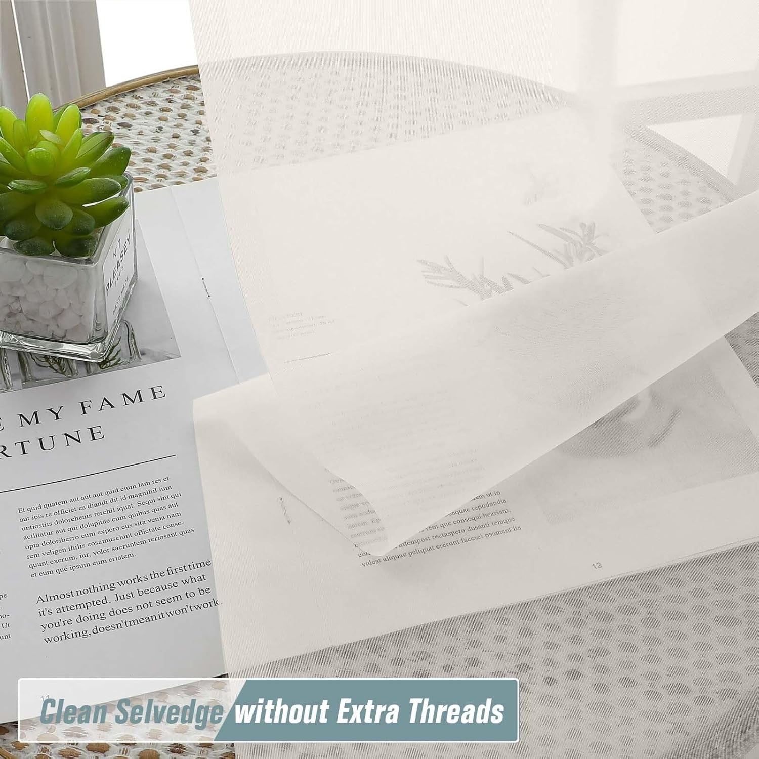 Extra Wide Sheer Ivory Curtains 144 Inches Long 2 Panels, Extra Long Light