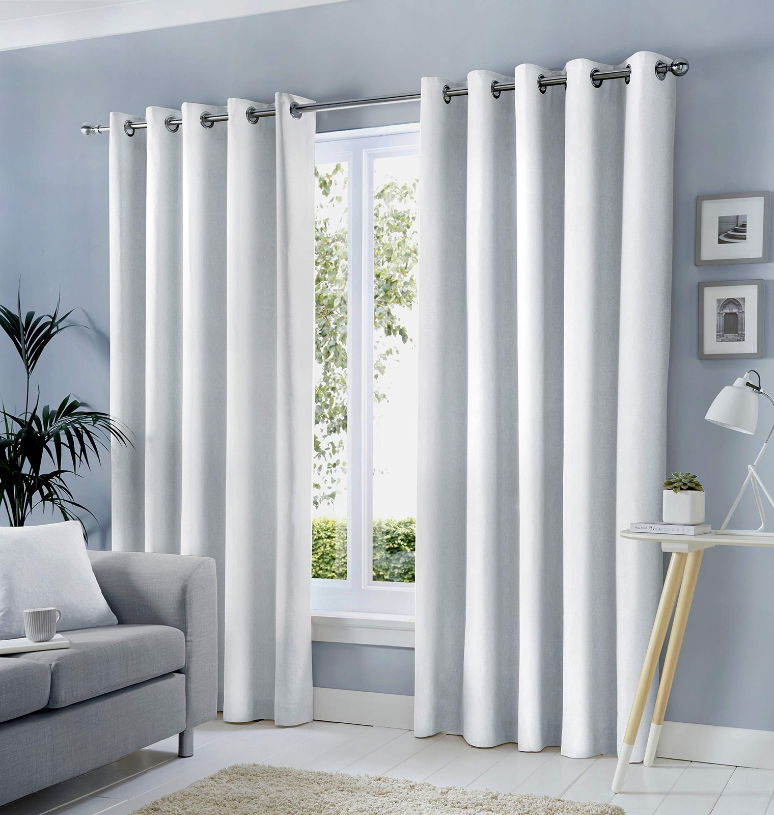 Sorbonne Eyelet Curtains, Plain, 100% Cotton, 1 Pair, 117 x 137 cm,…