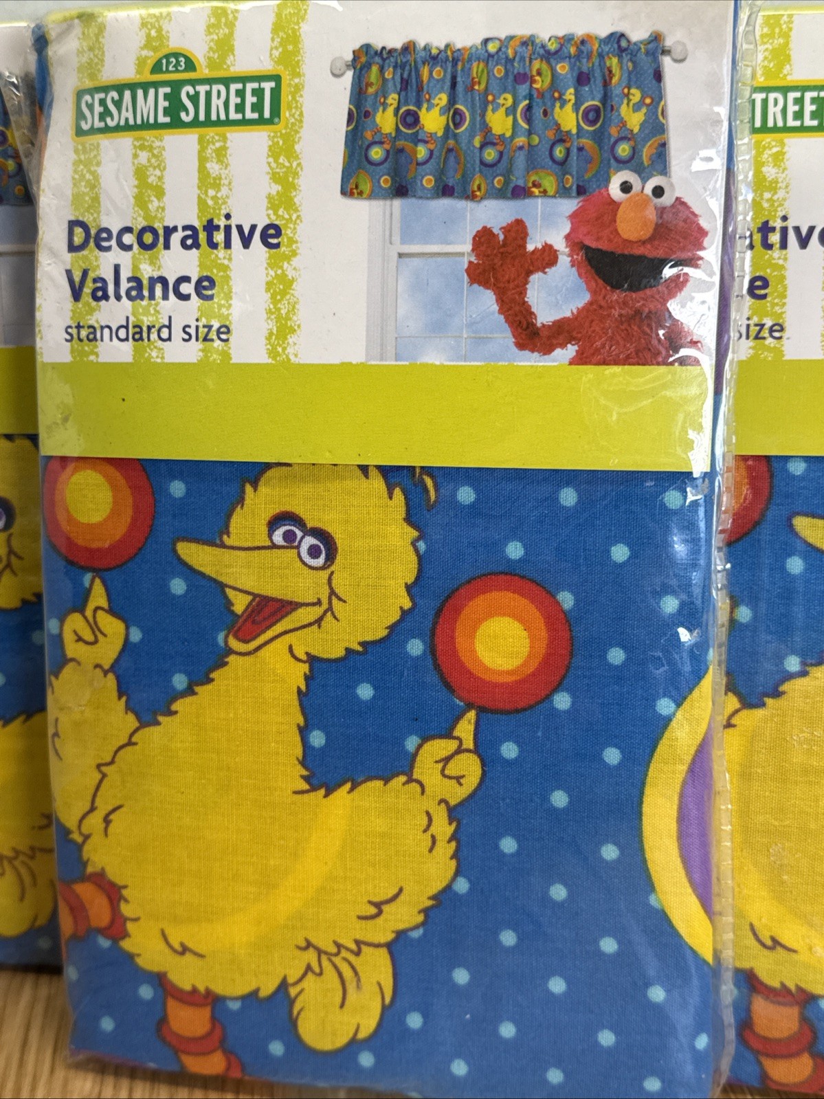 3 Sesame Street Decorative Valance Standard Size Curtains Unopened 2004