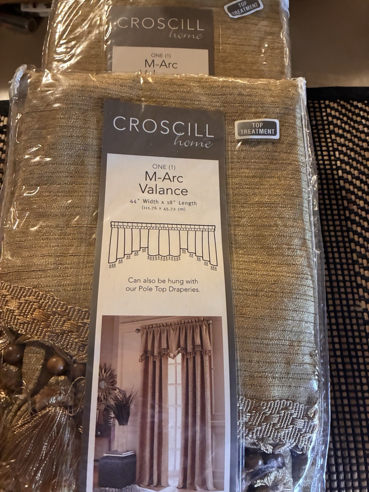 Croscill M Arc Valance 44”w X 18”L Gold Telluride Style 2091 2 Two Valances