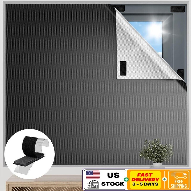 Blackout Curtains 36″ x 57″ Temporary Blinds Screen for Bedroom Windows Black