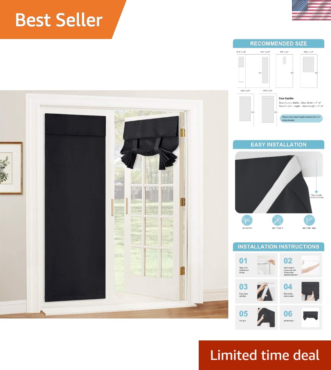 Versatile Blackout Window Shades for French Doors – Easy Self-Installation