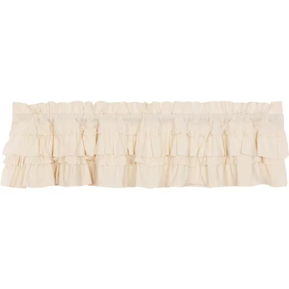 Muslin Ruffled 72 In. W X 16 In. L Cotton Ruffled Edge Rod Pocket Farmhouse Kitc