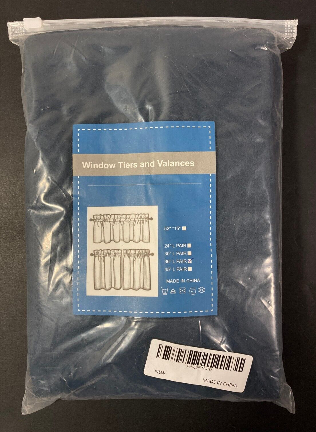 Blue Window Curtains 36 L x 52 W 2 Pc Tier Set 100% Polyester