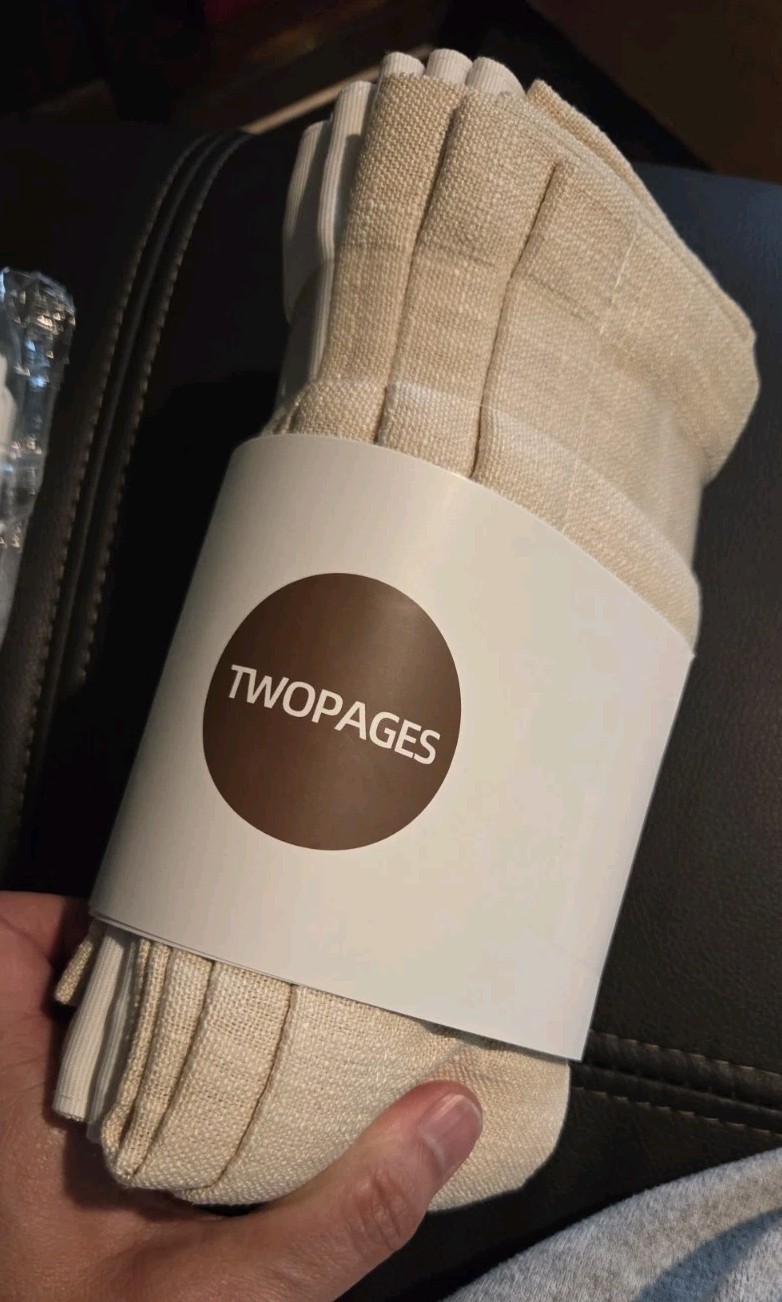 TWOPAGES 26″W x 18L Linen Blend Cafe Curtains For Kitchen Window w/pins NEW