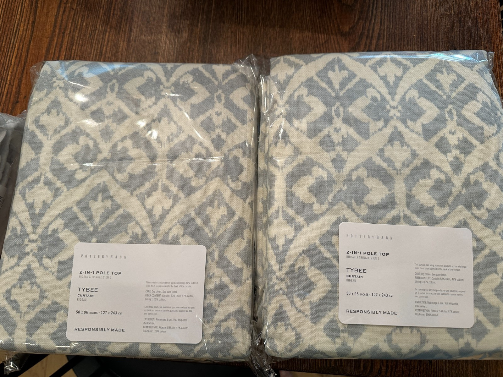 Pottery Barn TYBEE Set of2 Curtain Panels SEA GLASS 50″x96″ Light Filtering NEW
