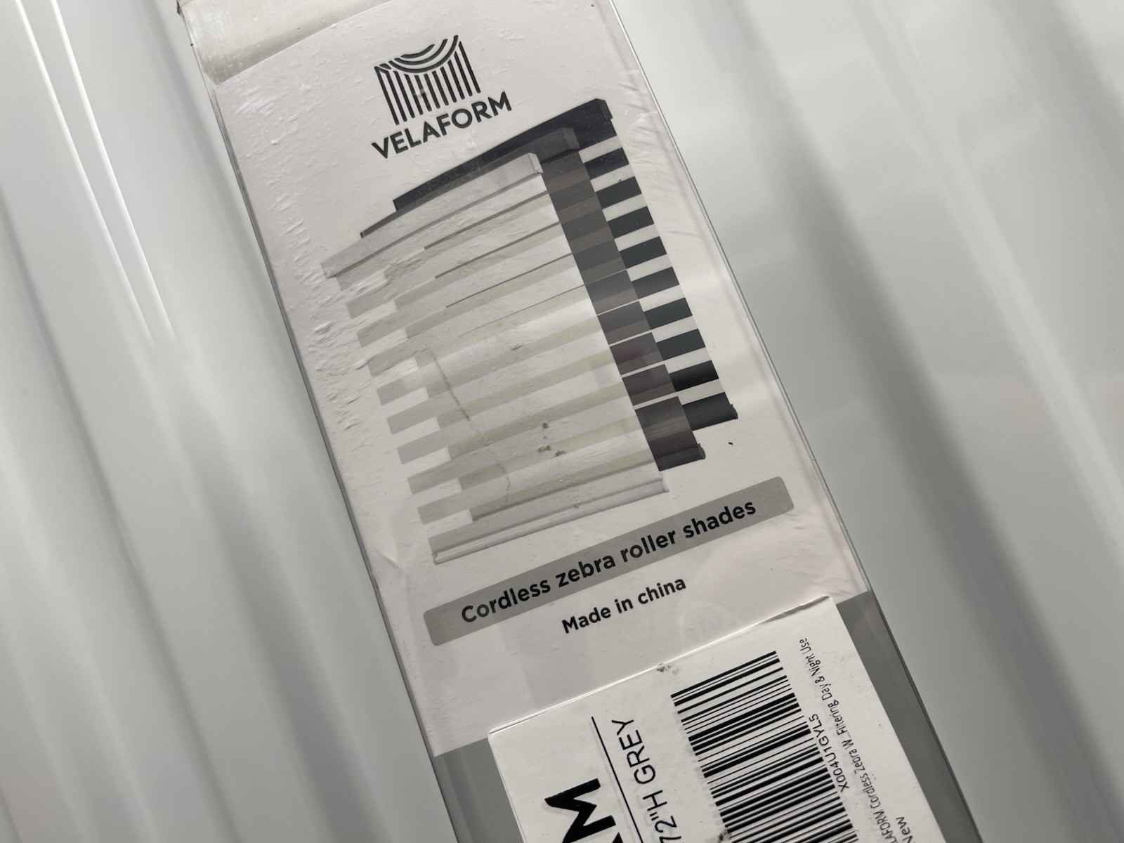 Cordless Zebra Blinds VELAFORM (72” W x 72″ H),Free-Stop, Grey