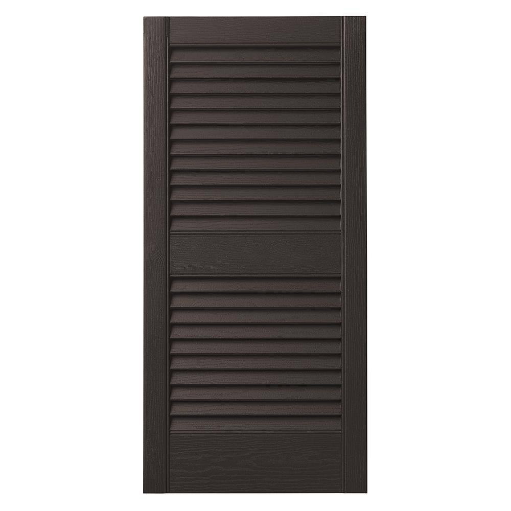 15 In. X 25 In. Open Louvered Polypropylene Shutters Pair in Brown