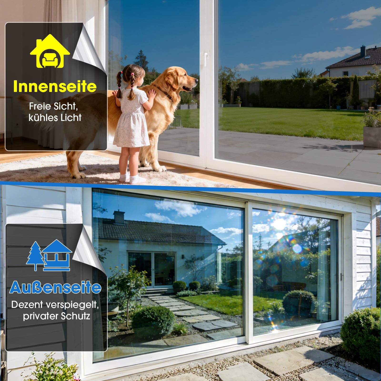 Mirror Film Window Film Opaque Privacy Protection from Outside, 90×300 cm, Sun…
