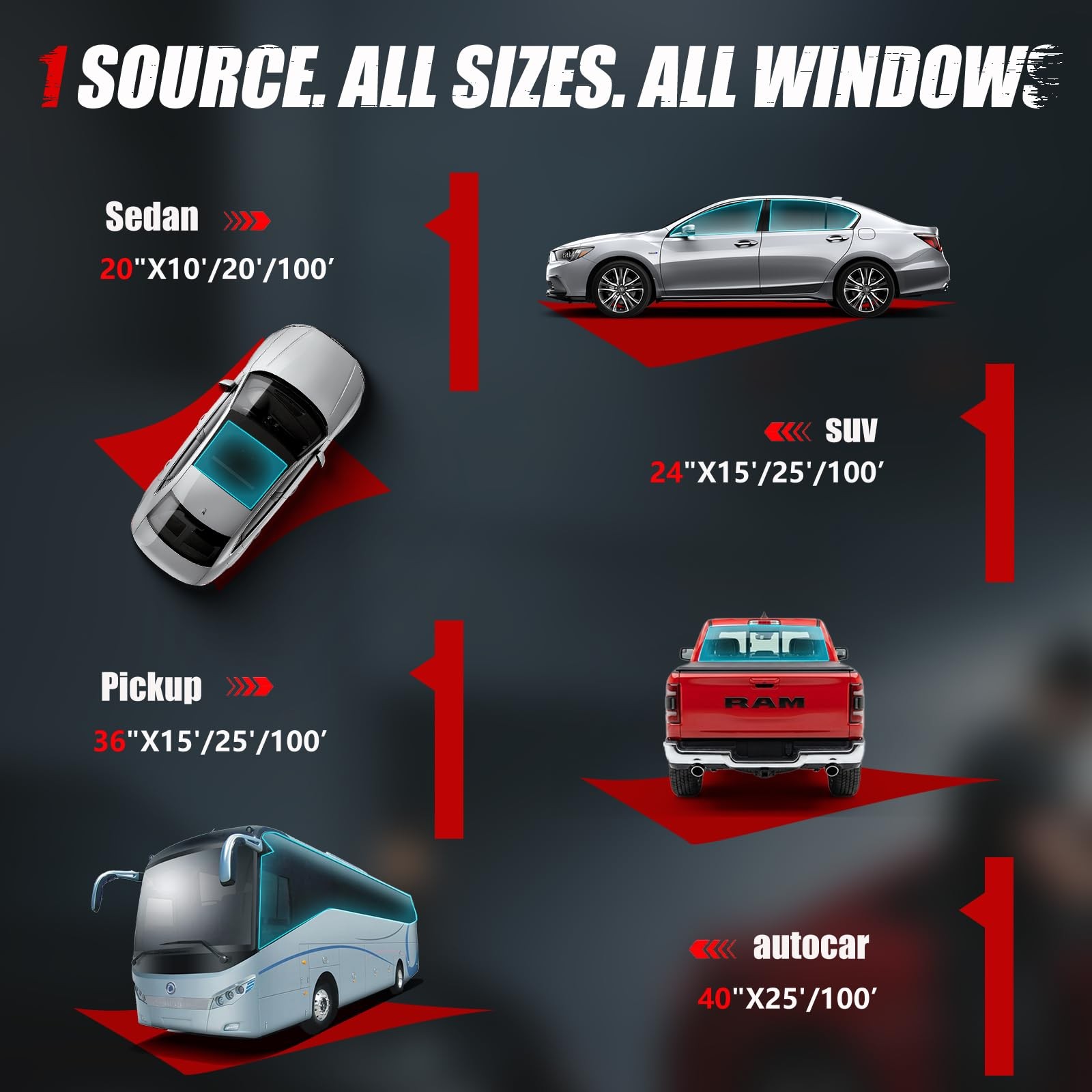 Ceramic Car Window Tint Film 20% VLT, 36″ x 25FT Heat & UV Protection