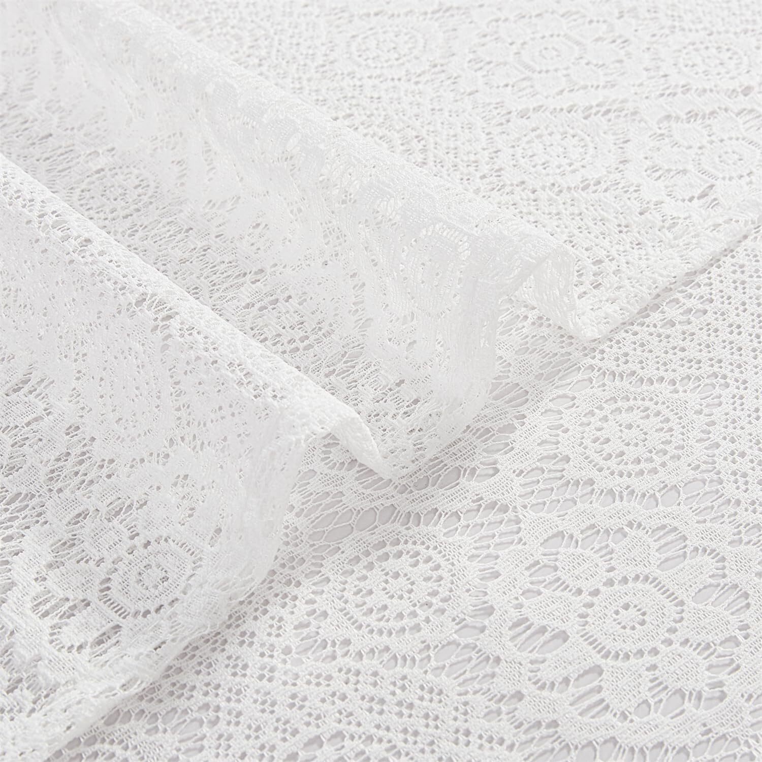 Floral Lace Sheer Curtains, Boho Vintage Textured Rod Pocket Drapes, 2 Panels
