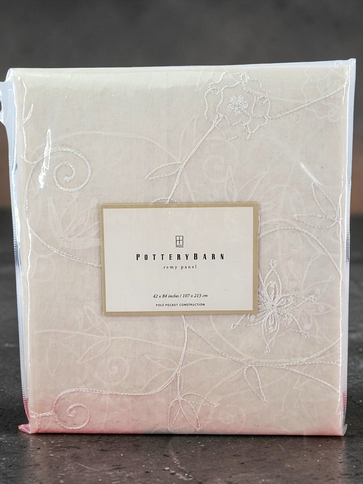 Pottery Barn REMY Sheer Beige Embroidery Cotton FLORAL Window Panel 42 X 84